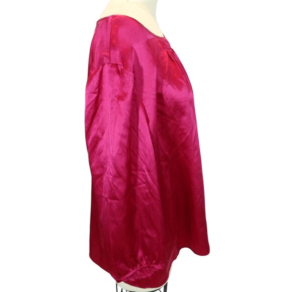 TALBOTS Vibrant Fuchsia Silk Long Sleeve Blouse Top 16P Holiday Professional - Picture 2 of 8